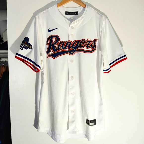 Men's Texas Rangers Corey Seager Nike White Gold Player Jersey Large - Picture 2 of 5